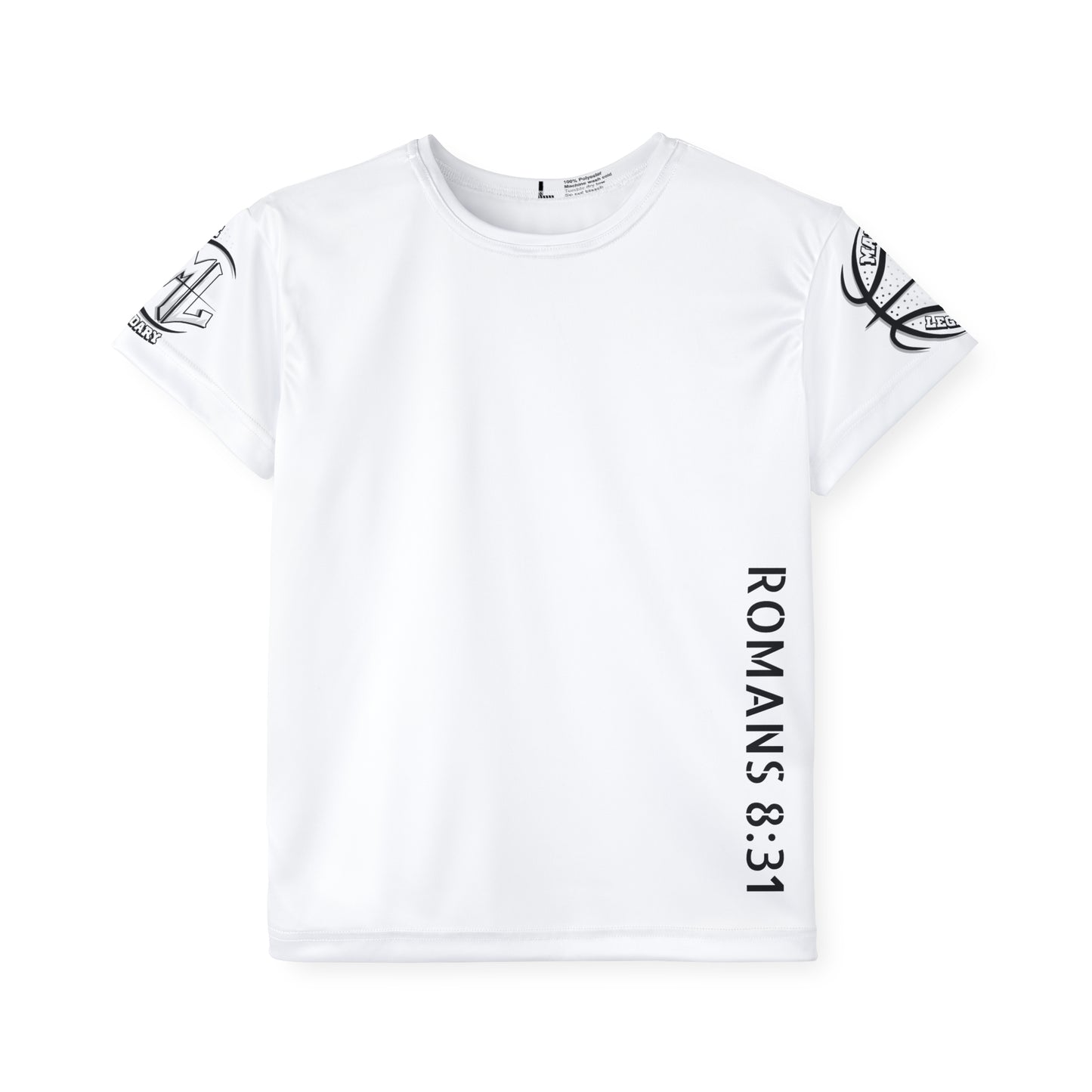 Legendary Kids Sports Jersey with Romans 8:31 - White